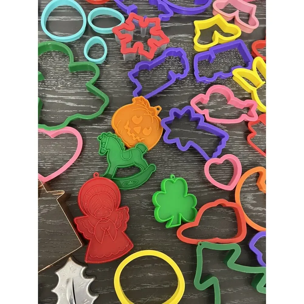 Cookie Cutter Lot of 95 Aluminum Plastic Vintage Holiday Letters Numbers